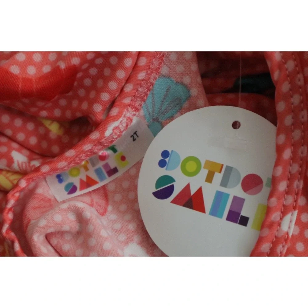 Dot Dot Smile Little Girls Tank Dress - Pink Bows and Polka‎ Dots - Size 2T